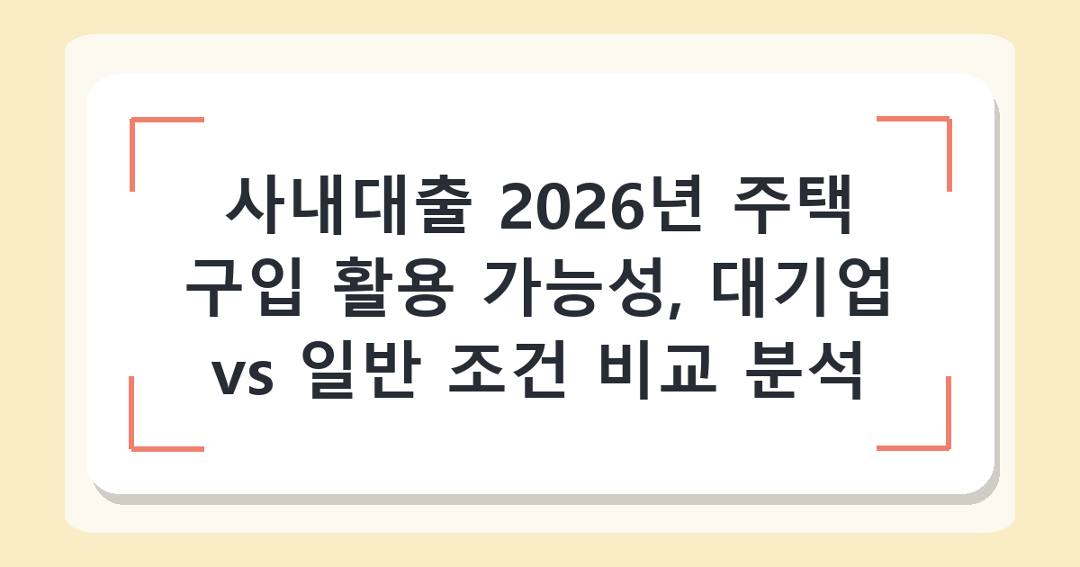 사내대출 2026년 주택 구입 활용 가능성, 대기업 vs 일반 조건 비교 분석