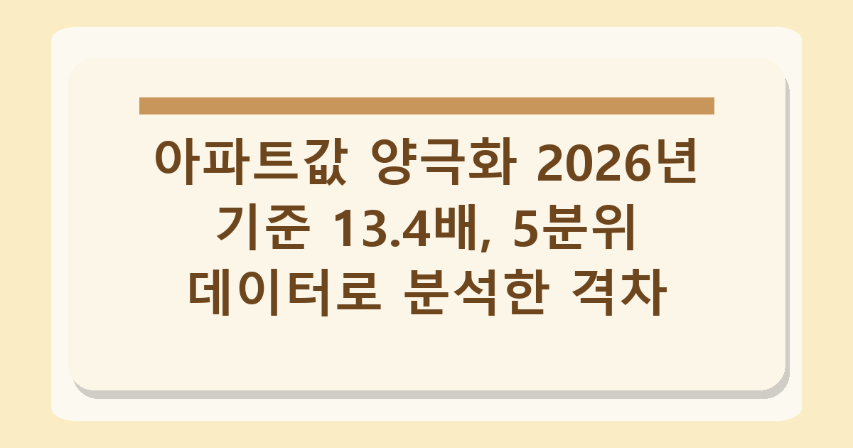아파트값 양극화 2026년 기준 13.4배, 5분위 데이터로 분석한 격차