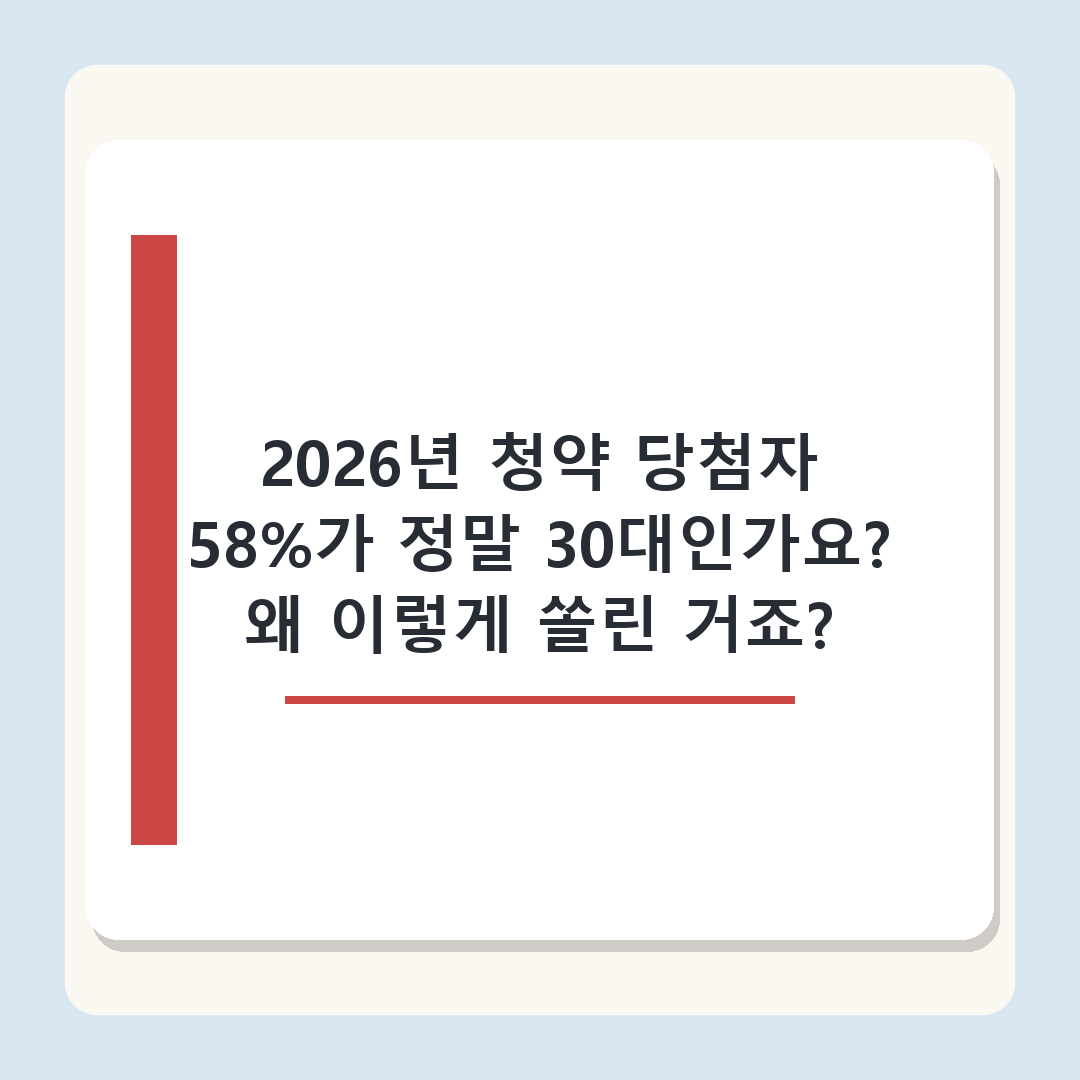 2026년 청약 당첨자 58%가 30대인 이유, 특공 전략 분석 결과