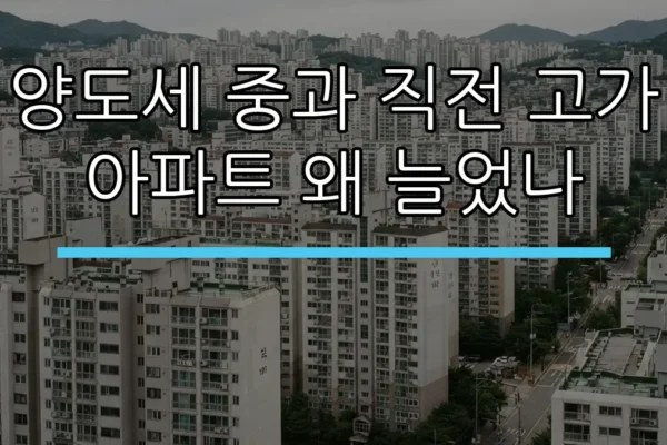 양도세 중과 직전 고가 아파트 왜 늘었나 (AI 생성)