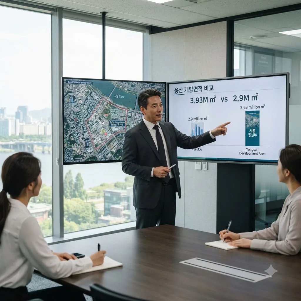 용산 일대 4대 개발 부지 면적과 현황 분석 (AI 생성)