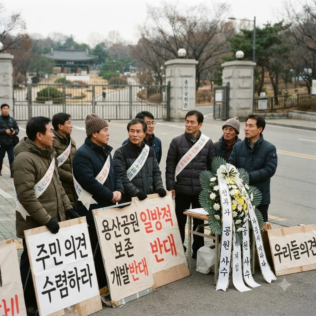 지역 주민 반발과 도심 녹지 보존 여론 (AI 생성)